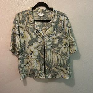yellow and green Hawaiian button up